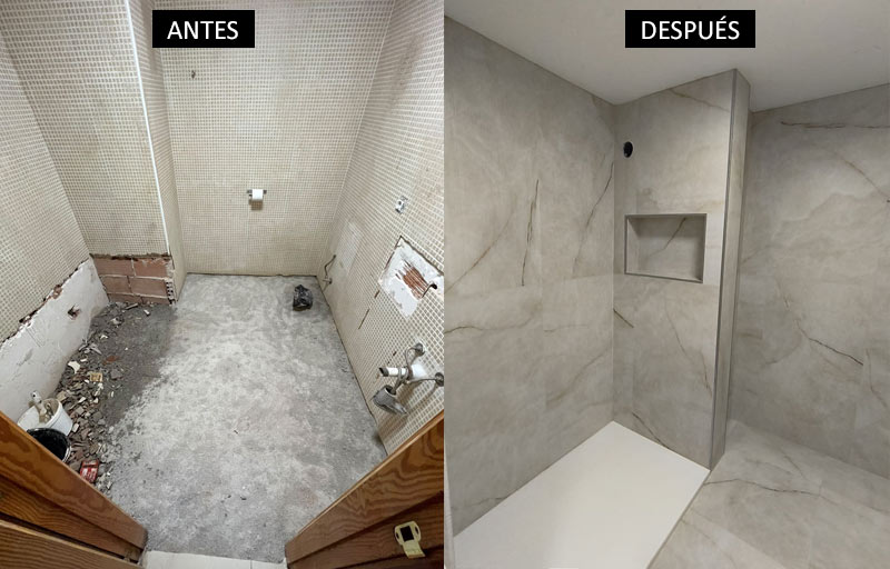 Estado inicial y final del baño, servicios de mano de obra para reformas en Mallorca